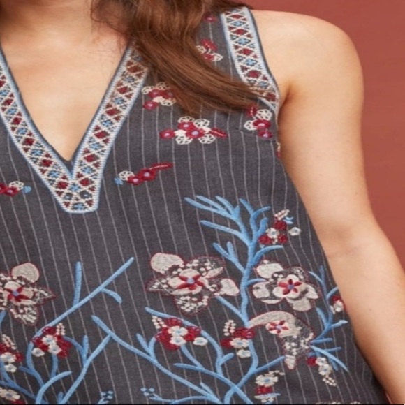 Anthropologie Foxiedox pinstriped embroidery dress - Picture 14 of 14